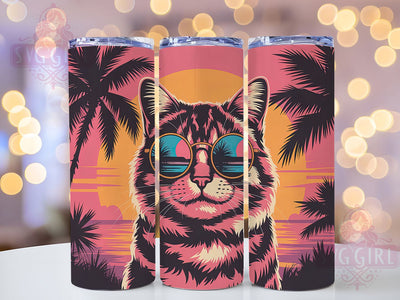 Cool Hipster Sunglasses Cat Tumbler, Sunglasses Cat Wrap, 20Oz Skinny Tumbler, Funny Pet Sublimation, Stylish Cat Design, Hipster Animal Tumbler, Whimsical Cat Wrap Sublimation SvggirlplusArt 
