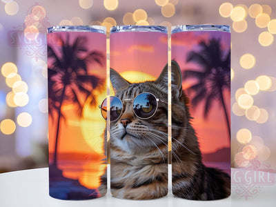 Cool Hipster Sunglasses Cat Tumbler, Sunglasses Cat Wrap, 20Oz Skinny Tumbler, Funny Pet Sublimation, Stylish Cat Design, Hipster Animal Tumbler, Whimsical Cat Wrap Sublimation SvggirlplusArt 