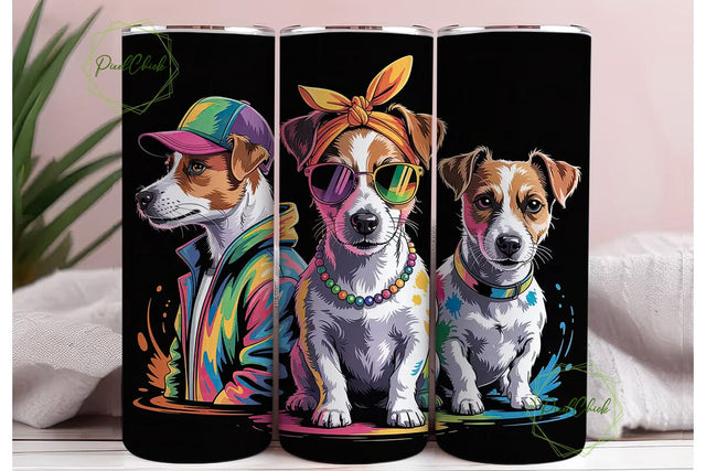 Cool Jack Russell 20oz Tumbler Wrap Sublimation PixelChick 