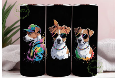 Cool Jack Russell 20oz Tumbler Wrap Sublimation PixelChick 