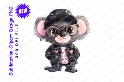 Cool koala cartoon wearing jacket and cap Sublimation Regulrcrative 