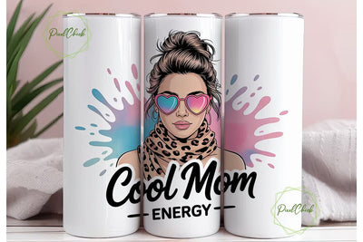 Cool Mom 20oz Tumbler Wrap Sublimation PixelChick 