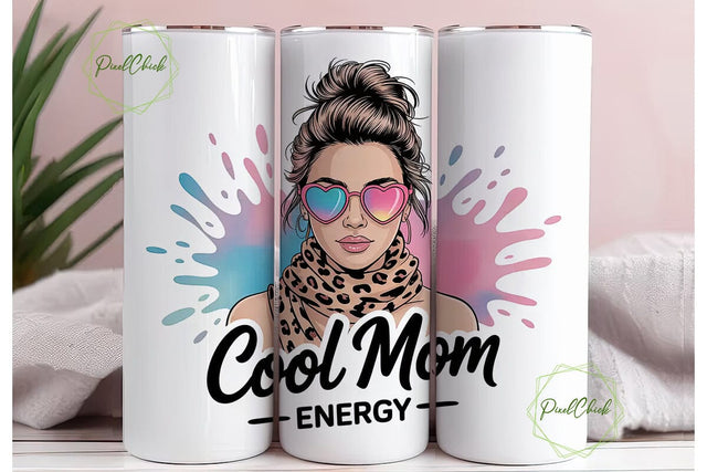 Cool Mom 20oz Tumbler Wrap Sublimation PixelChick 