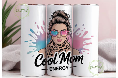 Cool Mom 20oz Tumbler Wrap Sublimation PixelChick 