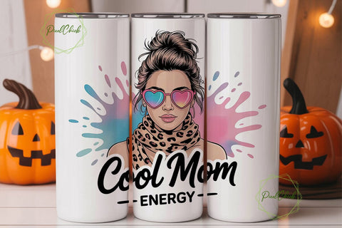 Cool Mom 20oz Tumbler Wrap Sublimation PixelChick 
