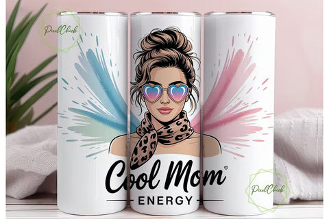 Cool Mom 20oz Tumbler Wrap Sublimation PixelChick 