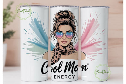 Cool Mom 20oz Tumbler Wrap Sublimation PixelChick 