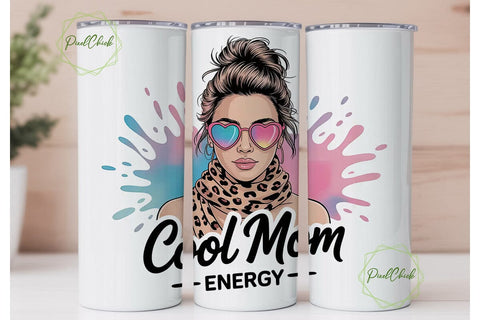 Cool Mom 20oz Tumbler Wrap Sublimation PixelChick 