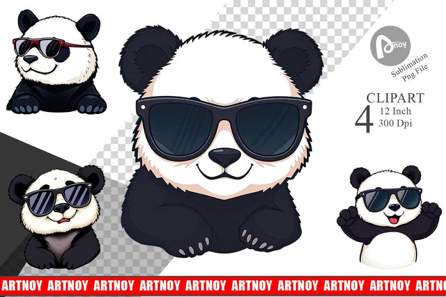 Cool Panda Clipart Sublimation artnoy 