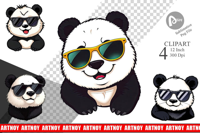 Cool Panda Clipart Sublimation artnoy 