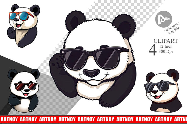 Cool Panda Clipart Sublimation artnoy 