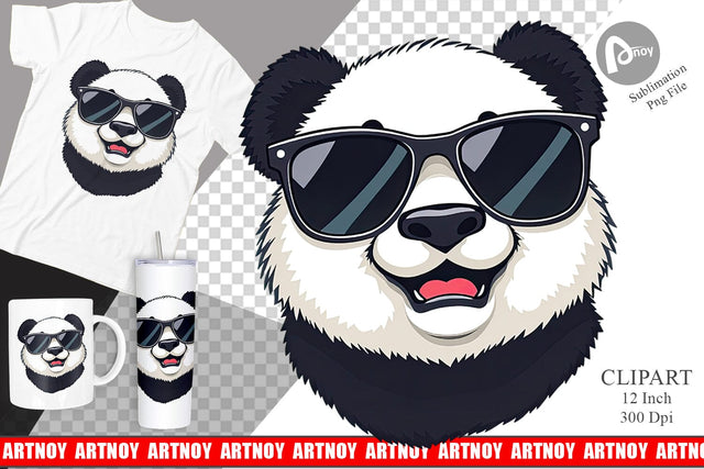 Cool Panda Clipart Sublimation artnoy 