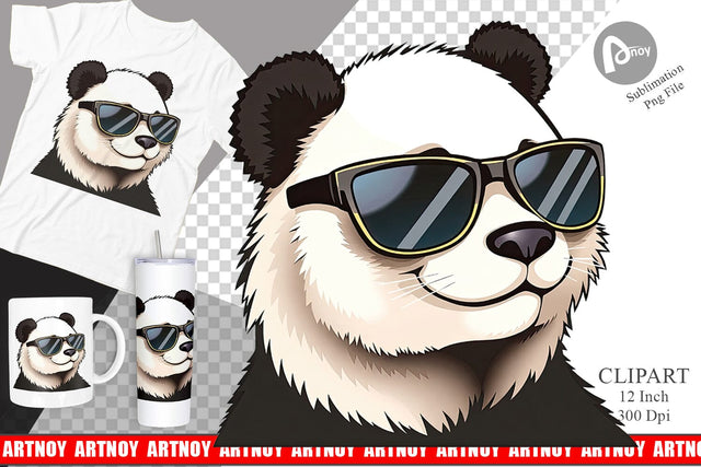 Cool Panda Clipart Sublimation artnoy 