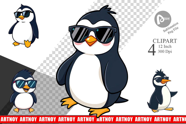 Cool Penguin Clipart Sublimation artnoy 