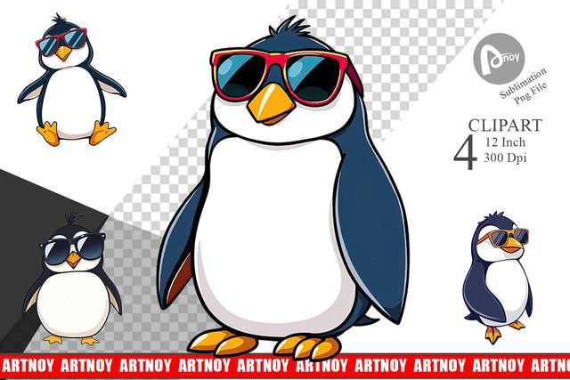 Cool Penguin Clipart Sublimation artnoy 