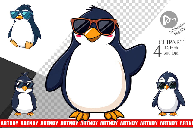 Cool Penguin Clipart Sublimation artnoy 