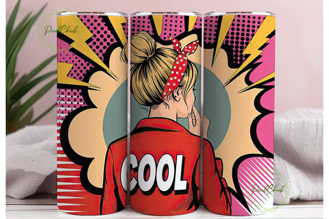 Cool Pop Art Girl 20oz Tumbler Wrap Sublimation PixelChick 