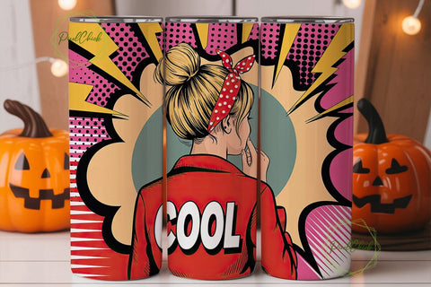 Cool Pop Art Girl 20oz Tumbler Wrap Sublimation PixelChick 