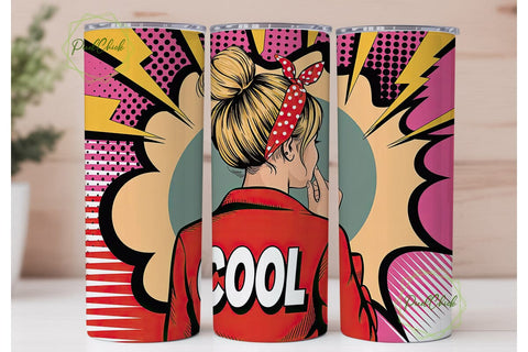 Cool Pop Art Girl 20oz Tumbler Wrap Sublimation PixelChick 