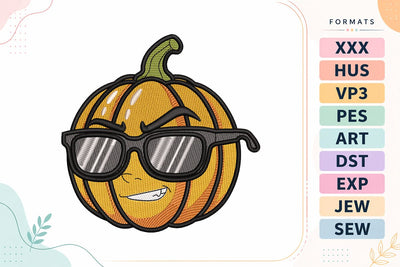Cool Pumpkin with Sunglasses Halloween Embroidery Design Embroidery/Applique DESIGNS sg embroidery 