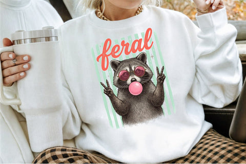 Cool Raccoon Bubble Gum PNG Sublimation designartist 