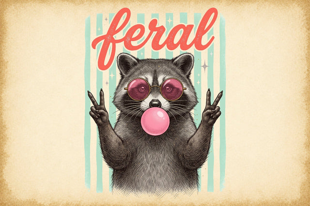 Cool Raccoon Bubble Gum PNG Sublimation designartist 
