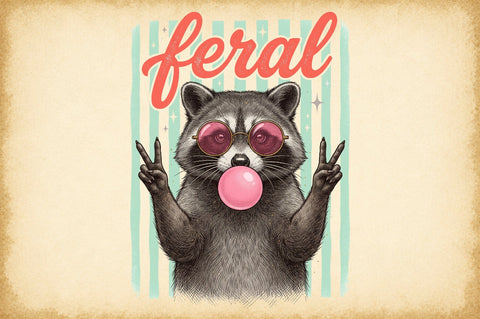 Cool Raccoon Bubble Gum PNG Sublimation designartist 