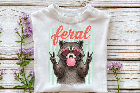 Cool Raccoon Bubble Gum PNG Sublimation designartist 