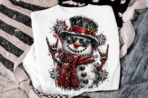 Cool Rock Snowman Christmas PNG Design SVG DesignDestine 