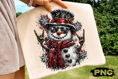Cool Rock Snowman Christmas PNG Design SVG DesignDestine 