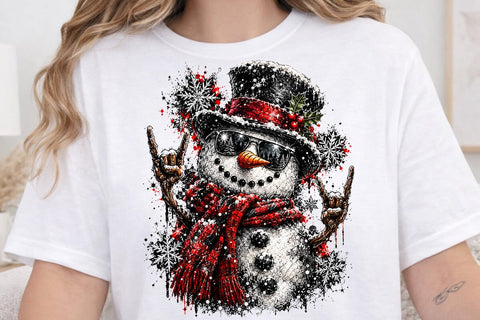Cool Rock Snowman Christmas PNG Design SVG DesignDestine 