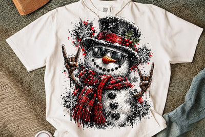 Cool Rock Snowman Christmas PNG Design SVG DesignDestine 