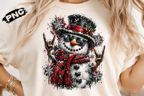 Cool Rock Snowman Christmas PNG Design SVG DesignDestine 