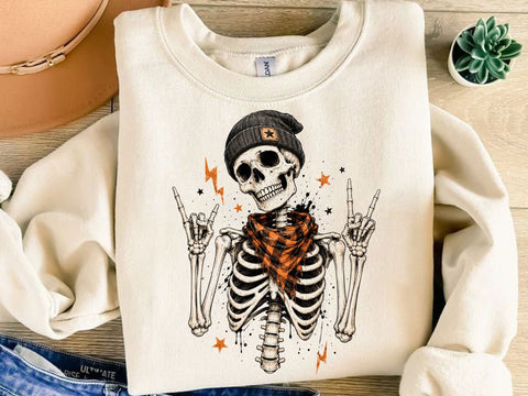 Cool Rocker Skeleton Halloween PNG SVG artprintfile 