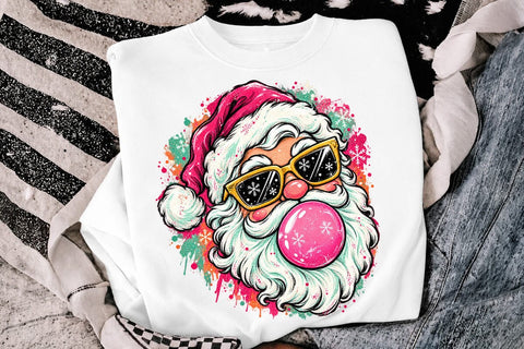 Cool Santa Bubble Gum Sublimation PNG SVG DesignDestine 