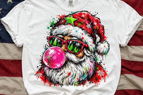 Cool Santa Bubble Gum Sublimation PNG SVG DesignDestine 