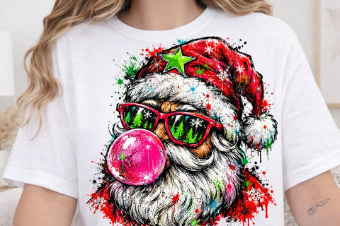 Cool Santa Bubble Gum Sublimation PNG SVG DesignDestine 