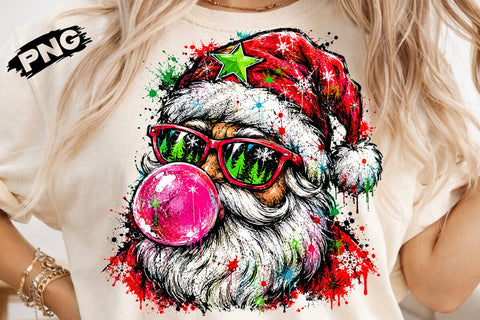 Cool Santa Bubble Gum Sublimation PNG SVG DesignDestine 