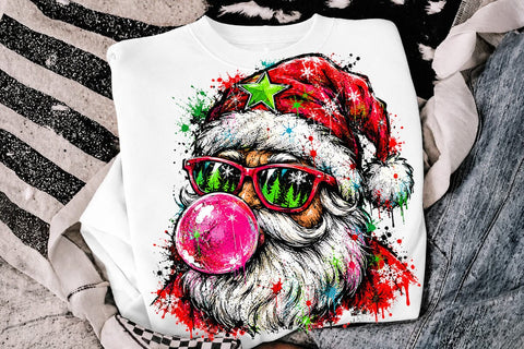 Cool Santa Bubble Gum Sublimation PNG SVG DesignDestine 