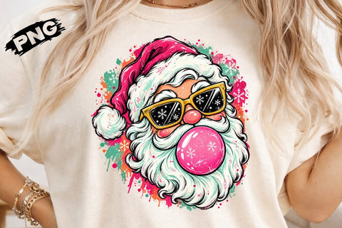 Cool Santa Bubble Gum Sublimation PNG SVG DesignDestine 