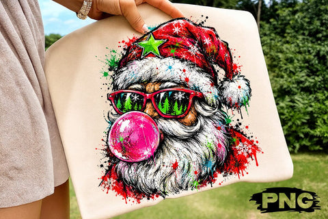 Cool Santa Bubble Gum Sublimation PNG SVG DesignDestine 
