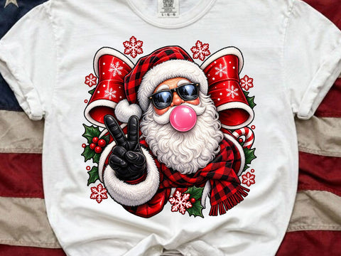 Cool Santa Bubblegum Peace PNG SVG artprintfile 