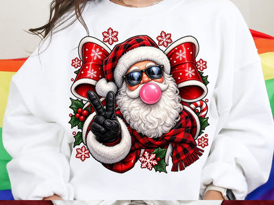 Cool Santa Bubblegum Peace PNG SVG artprintfile 