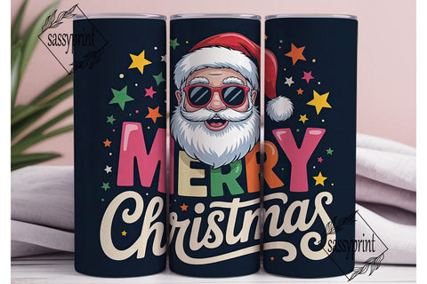 Cool Santa Christmas 20oz Tumbler Wrap Sublimation sassyprint 