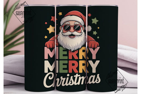 Cool Santa Christmas 20oz Tumbler Wrap Sublimation sassyprint 