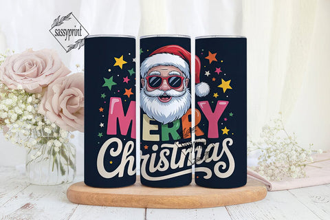 Cool Santa Christmas 20oz Tumbler Wrap Sublimation sassyprint 