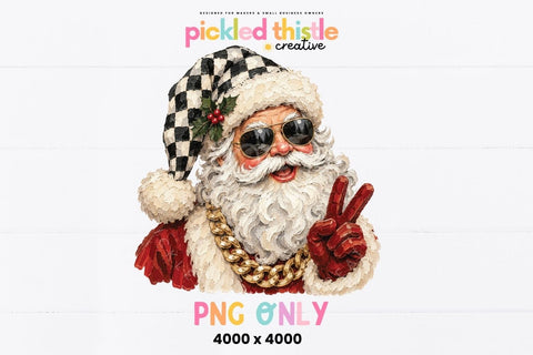 Cool Santa PNG, Sunglasses Christmas Santa Graphic Sublimation Pickled Thistle Creative 