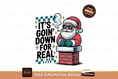 Cool Santa smoking on chimney Christmas Sublimation Designangry 