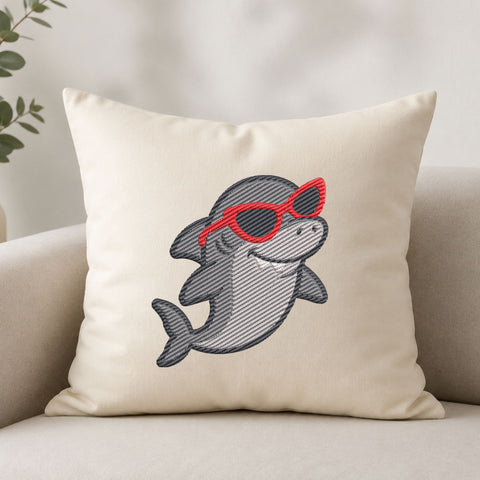 Cool Shark Sunglasses Machine Embroidery Design – Cute Shark Embroidery File Embroidery/Applique DESIGNS PatternFeed8 