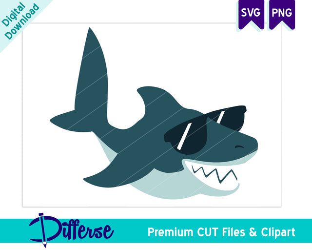Cool Shark SVG | Shark With Sunglasses SVG SVG Differse 